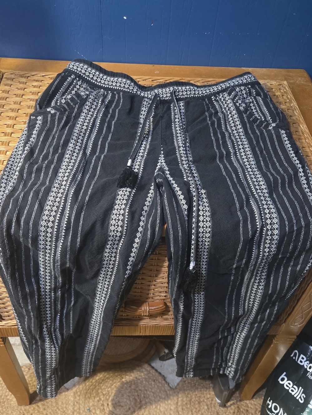 Anthropologie Black Jogger Pants with White Stripes